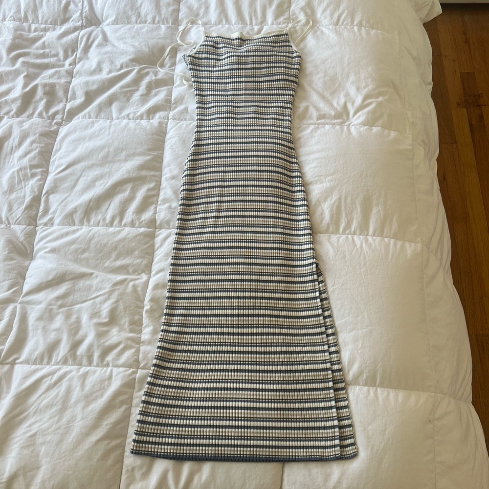 Knit midi dress with low tie back